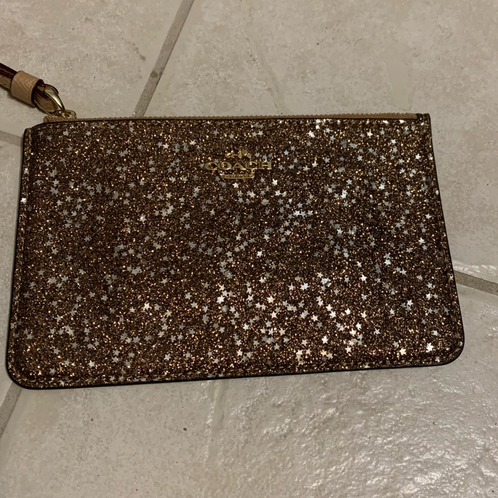 Coach Brown Sparkle Wristlet